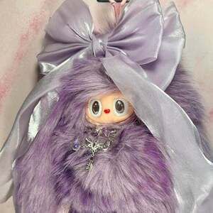 (48)Handmade Lavender Labubu Plush Keychain - Custom High Quality Art Toy
